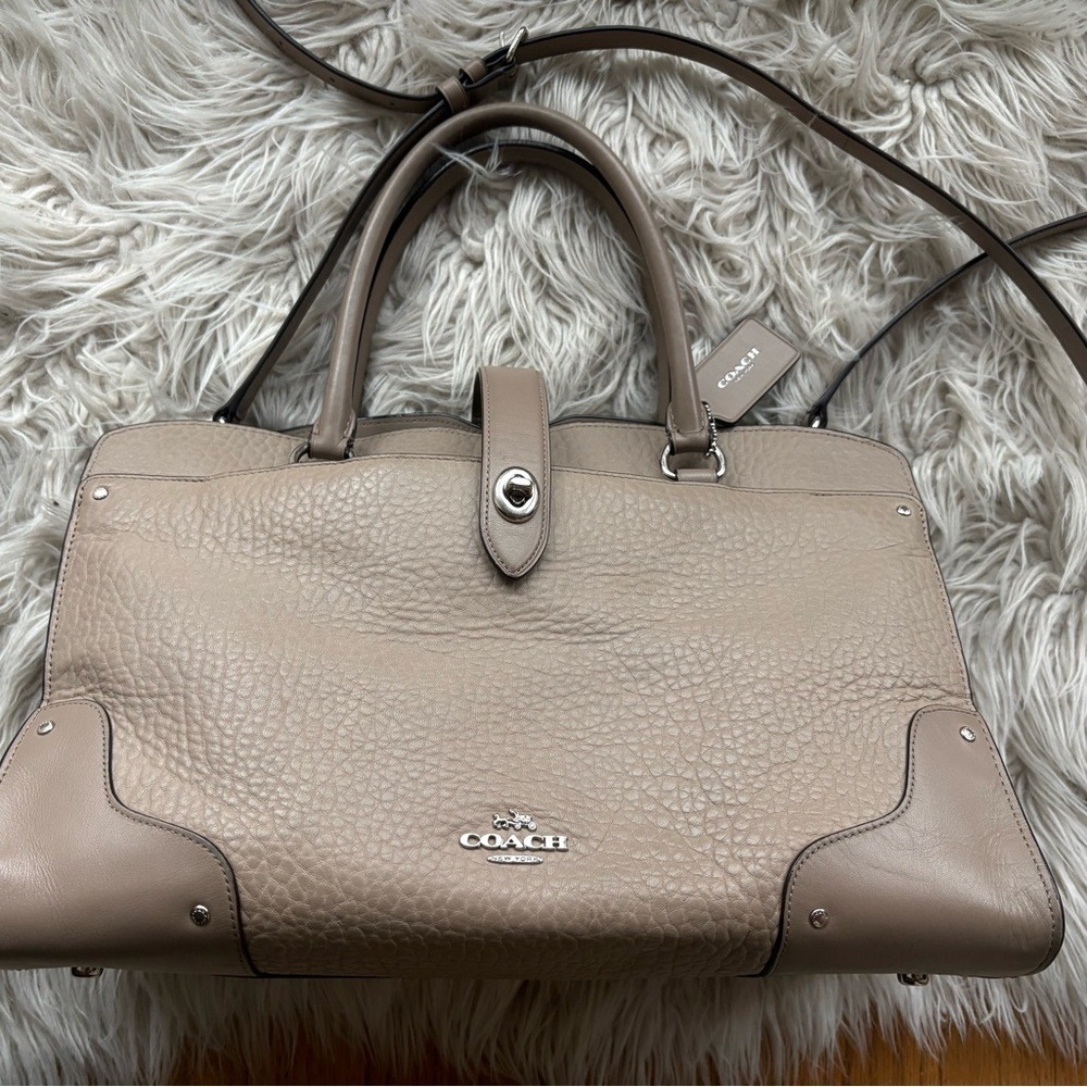 Coach Pebbled Leather Satchel | Latte Cocoa Neutral- Like New - Picture 1 of 14